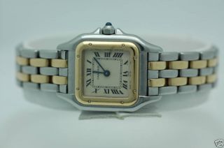 CARTIER PANTHER LADIES 18K GOLD & SS WATCH