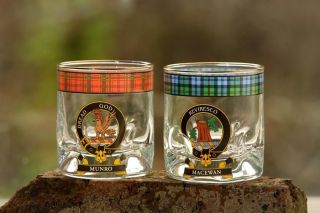 Clan Crested Tartan Clansman Glass Brand New
