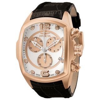  Invicta Mens Lupah Collection Chrono Diamond Accented Leather Watch