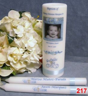 Baptism Christening Candle with Tapers Personalized