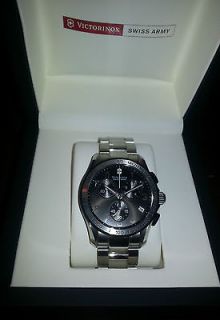 Victorinox Swiss Army Watch Chronograph Classic Black Steel Used