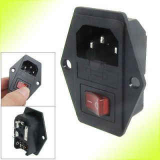 IEC320 C14 Inlet Male Power Socket w Fuse Switch 3 Pin w Rocker Switch