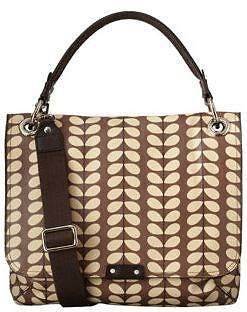 New Orla Kiely Stem Printed Leather Ivy Bag Cocoa