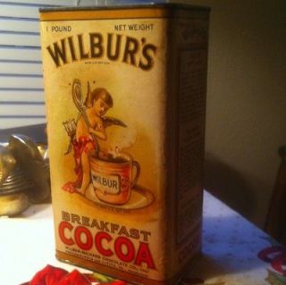   Cardbord Labeled Tin of Wilburs Breakfast Cocoa, Phil & Lititz, PA