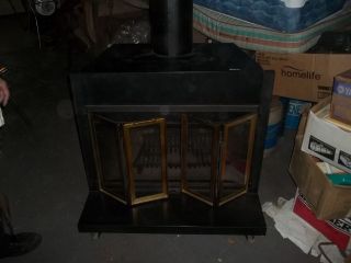 Original Montgomery Ward Heater wood stove FIREPLACE HEAVY IRON GLASS 
