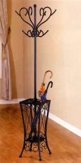 Black Metal Coat Rack Hall with Umbrella Stand by Coaster 900019