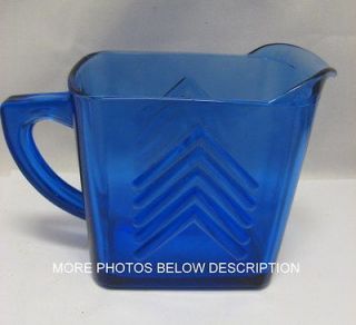 Vintage Cobalt Blue Depression Glass Art Deco Creamer Pitcher Hazel 