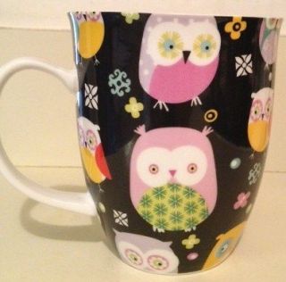 New Black Ceramic Colorful Owl Mug Coffee Cup By Creative Tops Ltd.