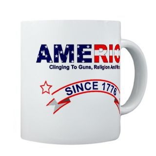 Funny Political Coffee Cup,Mug,AMERIC​A CLINGING TO GUNS