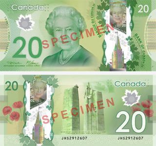 BRAND NEW CANADIAN POLYMER $20 BANKNOTE CURRENCY VIMY MEMORIAL