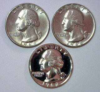   PDS Washington Quarter Mint Set BU Uncirculated & Proof 3 Coin LOT