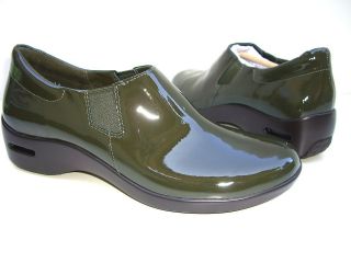COLE HAAN AIR REENA Womens Green Waterproof Loden Patent Loafers Shoes 
