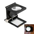 New 8X Magnifier Loupe Folding Type Linen Tester Magnifying Glass LED 