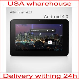   Android 4.0 Allwinner A13 4GB, Wi Fi, 7in Ebook Flash Player Webcam