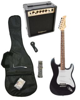 BLACK Electric Guitar+15w AMP+Strap+Cord​+Gigbag NEW