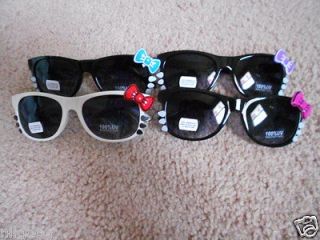 Hello Kitty Sunglasses Black Frame Colored Bow White Wiskers Gradient 