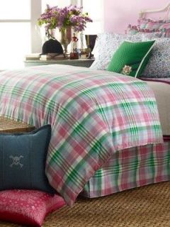  UNIVERSITY CAITLIN MADRAS PLAID PINK GR DUVET COVER TWIN,FULL/QUEE​N