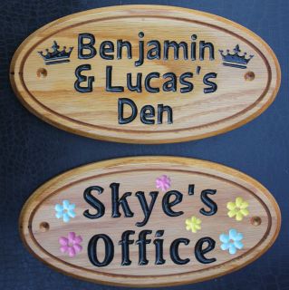 Custom Personalised Oak Shed Office Playhouse Door Workshop Name Sign 