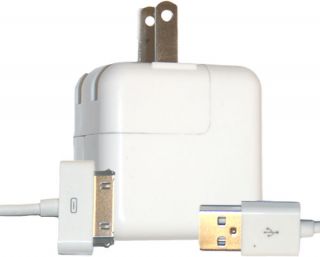 USB Power 10W Adapter AC Wall Charger w/ Data Sync Cable for iPad 2 