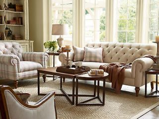   TRADITIONAL TUFTED FABRIC SOFA SET COUCH & CHAIR LIVING ROOM FURNITURE