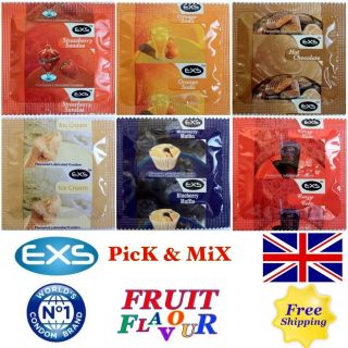 EXS Flavour Mix Condoms,Strawb​erry,Chocolate​,Ice Cream, Orange 
