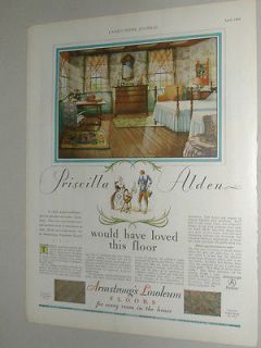 1930 Armstrong Linoleum ad, wood plank floor linoleum