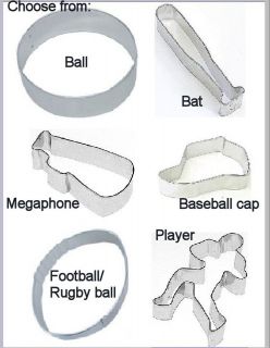Bat, Ball, Cricket, rugby, football, megaphone, cap, cookie cutter