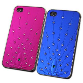 2PCS Cool Dark Pink & Blue Crystal Back Cover Cases for iPhone 4 4G 