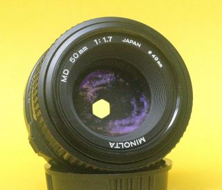 MINOLTA MD 50mm f1.7 FAST LENS. WARRANTY. EXCELLENT CONDITION. FOR X 