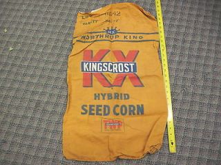 northrup king kingscrost HYBRID seed corn cloth bag old farm