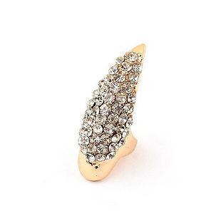   punk claw index finger, ring finger nail ring complete crystal #J16G