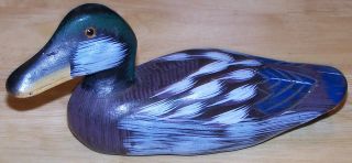 Vintage Antique Wood Duck Decoy Hand Carved Painted Glass Eyes 