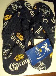 Mens Corona Extra Beer Navy Blue Flip Flops Fabric uppers Size M 8/9 