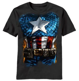 Marvel Captain America Costume T Shirt Halloween Superhero Avengers 