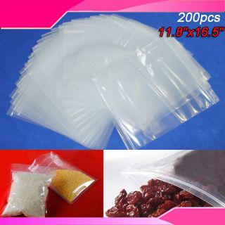 200pcs 11.8x16.5 Large Food Grain Crafts Ziplock Bags Zipper Clear 