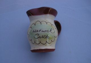 Miniature Pitcher, Creamer, Warwick Castle, Brown Mini Jug