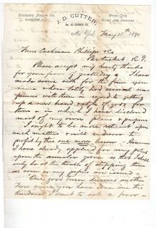 1879 New York, John D. Cutter Letter   Manufacturer, Dye