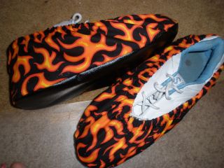 ORANGE FLAMES PRINT BOWLING SHOE COVERS MED, LG OR XL