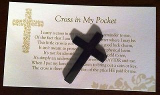 SET/10   Cross in My Pocket   Hematite Cross + Pocket Card Poem Jesus 