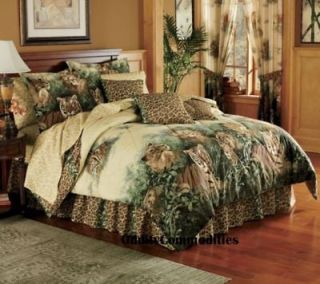   LION TIGER LEOPARD SAFARI ANIMAL PRINT Queen Size Bed Comforter Set