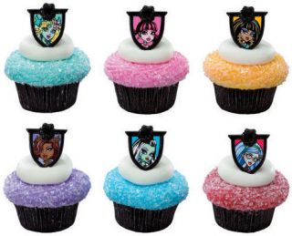 Monster High Cupcake Topper Ring Picks   Set of 12