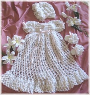   & LOVE Christening Gown Set Crochet Pattern by REBECCA LEIGH 0/3