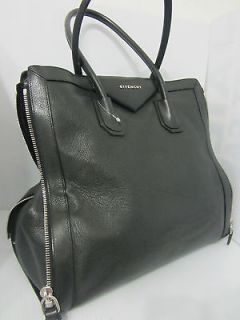 Givenchy Antigona Zippered Tote Bag Handbag Purse Black Leather 