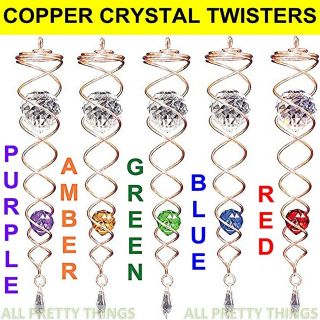   FROM** COPPER 34cm CRYSTAL TWISTER Iron Stop Wind Spinner   BNIB