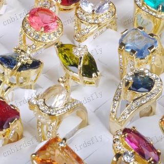   jewelry lots 10X Rhinestone Cubic Zirconia Gold P rings free shipping