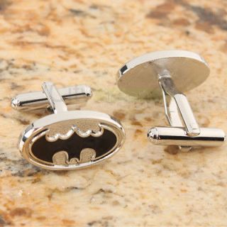   Superhero Silver/Black Batman Cufflinks Wedding Party Gift Cuff Links