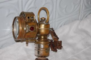 ANTIQUE Brass Handled CARRIAGE LANTERN LAMP FLASHLIGHT BICYCLE 