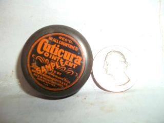 vintage medicine round Cuticura Ointment free sample tin for skin care