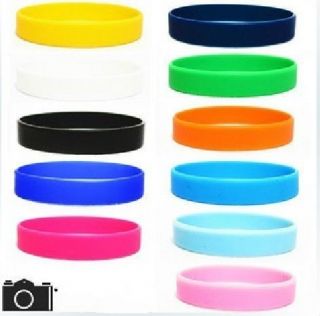   Lot 50/100pcs Blank Silicone Rubber Personalized Wristband Bracelet