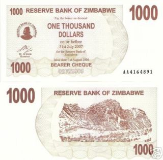   1000 Dollars Banknote World Money Currency p44 BILL aUNC Note Africa